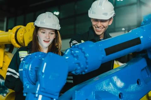 Robotic arm engineer concept. Stock Photos