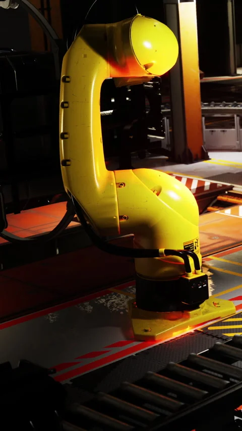 Robotic arm in factory setting during the day Stock Footage 342107005