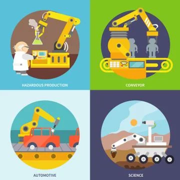 Robotic arm flat Stock Illustration