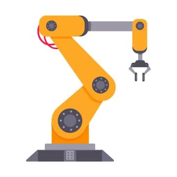 Robotic arm flat style design vector illustration isolated on white background. Illustrazione stock
