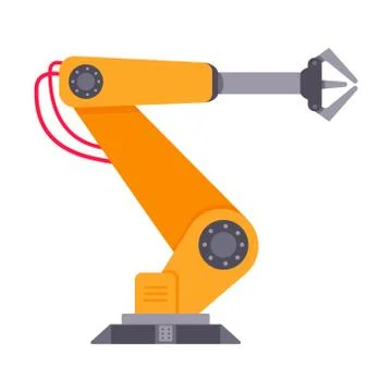 Robotic arm flat style design vector illustration isolated on white background. Illustrazione stock