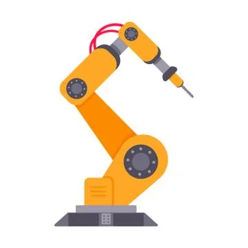 Robotic arm flat style design vector illustration isolated on white background. Illustrazione stock