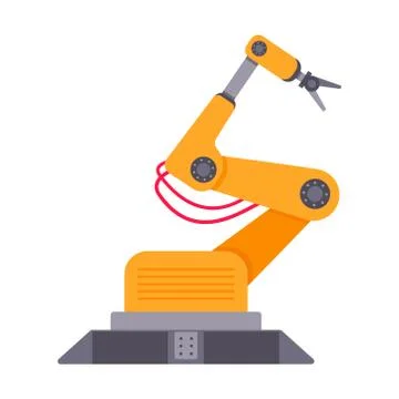 Robotic arm flat style design vector illustration isolated on white background. Illustrazione stock