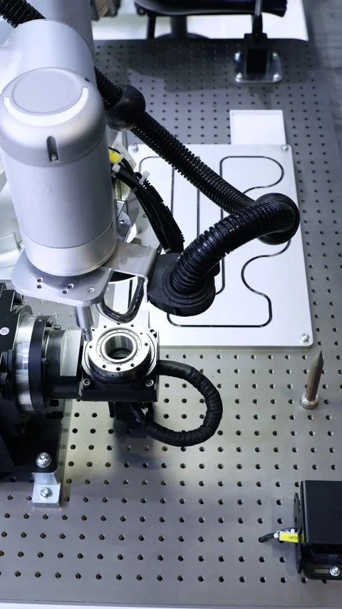 Robotic arm following a programmed path Stock Footage 348796135