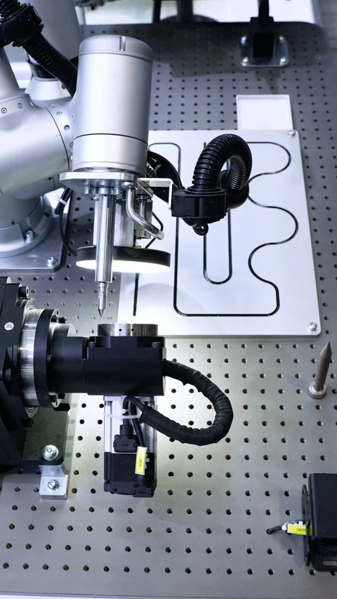 Robotic arm following a programmed path Stock Footage 348796327
