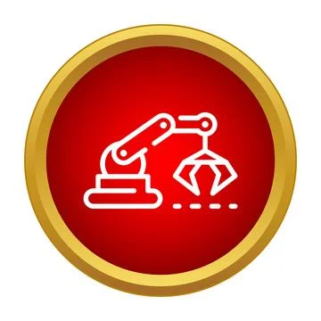 Robotic arm grabbing object in manufacturing icon Stock-Illustration