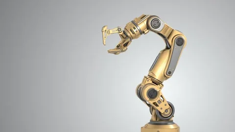 ROBOTIC ARM ON GREY Stock Footage 253019416