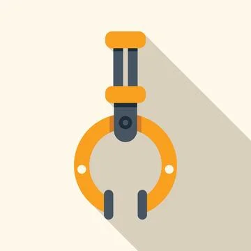 Robotic arm gripper holding using artificial intelligence flat design icon Stock Illustration