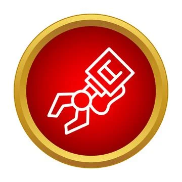 Robotic arm gripper industrial technology icon in red circle Illustrazione stock