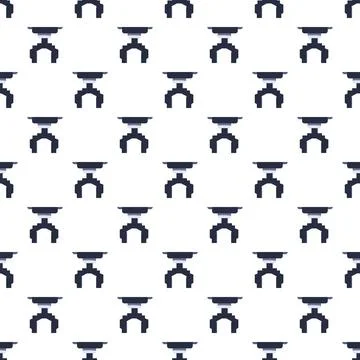 Robotic arm gripper pixel art seamless pattern Stock Illustration
