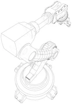 Robotic Arm Hand isolated on white. Technical wire-frame. Vector rendering of 3d Stock Illustration