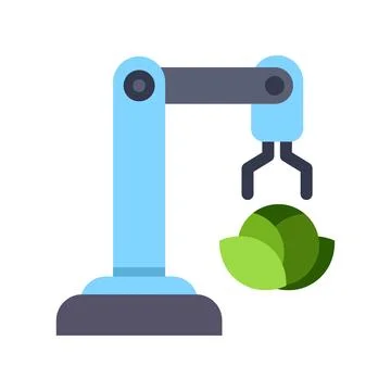 Robotic arm harvesting crop in precision farming agriculture Stock Illustration