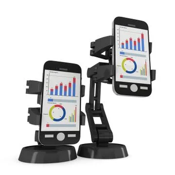 Robotic arm hold smartphone with big data Illustrazione stock