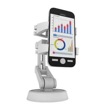 Robotic arm hold smartphone with big data 스톡 일러스트