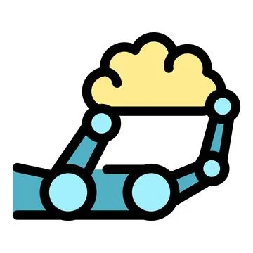 Robotic arm holding brain, artificial intelligence and cloud computing concep イラスト素材