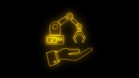 Robotic arm holding checkmark over hand. Vidéo 332089390