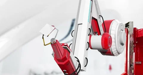 Robotic arm holding a computer processor in a production facility. Stock Footage 233279322