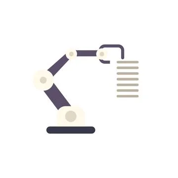 Robotic arm holding data server stack automation Stock Illustration