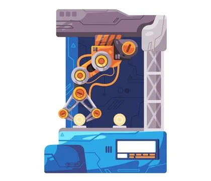 Robotic arm holding object mechanical articulated hand robot automatic machinery Stock Illustration