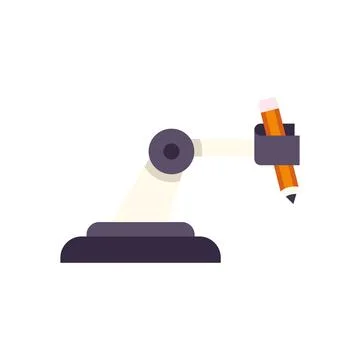 Robotic arm holding pencil for creative automation concept イラスト素材