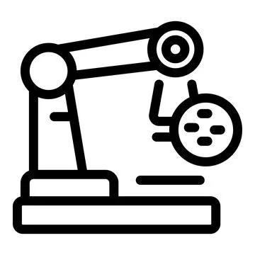 Robotic arm holding semiconductor chip in modern factory イラスト素材
