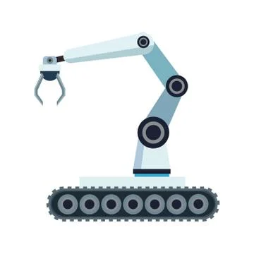 Robotic arm icon over white background, artificial intelligence design , Illustrazione stock