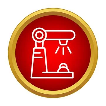 Robotic arm icon performing automated manufacturing process Illustrazione stock