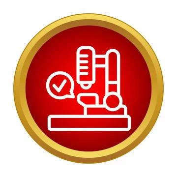 Robotic arm icon performing quality check on product Stock Illustration