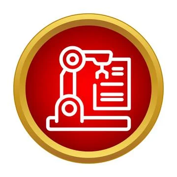Robotic arm icon representing document automation and industrial manufacturin Stock Illustration