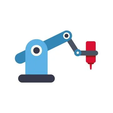 Robotic arm icon representing industrial automation and progress Stock Illustration