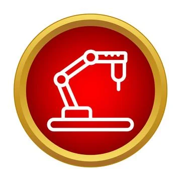 Robotic arm icon representing industrial automation and manufacturing Stock Illustration