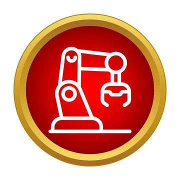 Robotic arm icon representing industrial automation and manufacturing Stock Illustration