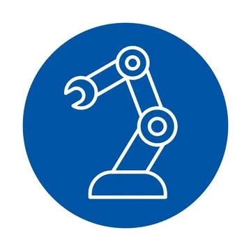 Robotic Arm Icon in Simple Design for Industrial Automation Concept Stock Illustration