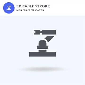 Robotic Arm icon vector, filled flat sign, solid pictogram isolated on white, 库存插图