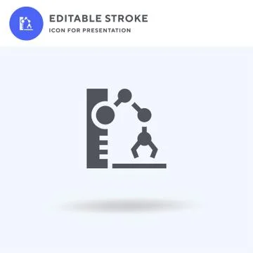 Robotic Arm icon vector, filled flat sign, solid pictogram isolated on white Stock Illustration