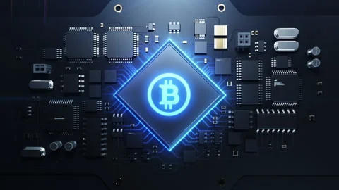 A robotic arm inserts a CPU onto a printed circuit board. dynamic animation w Stock-Footage 224018385