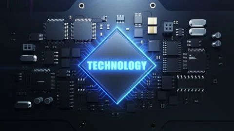 The robotic arm inserts the CPU on the printed circuit board. dynamic animati Stock Footage 224018566