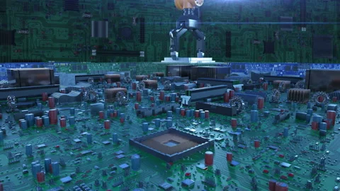 Robotic Arm Installing Processor into the Circuit Board. Stock Footage 89662278