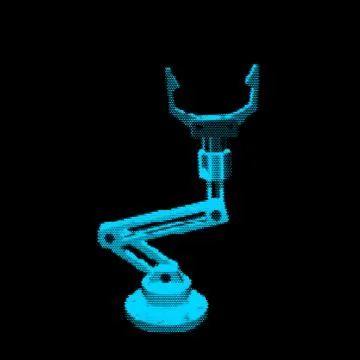 Robotic arm. Isolated on black background. Vector illustration. Illustrazione stock