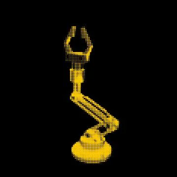 Robotic arm. Isolated on black background. Vector illustration. 스톡 일러스트