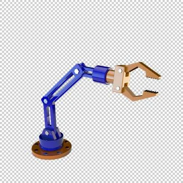 Robotic arm. Isolated on transparent background. Stock Illustration