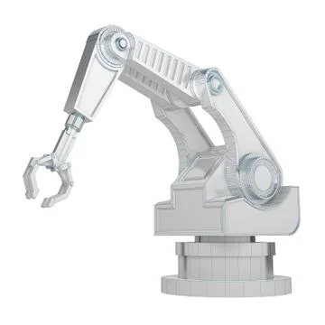 Robotic arm isolated on white 3d rendering Stock Illustration