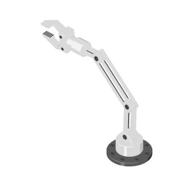 Robotic arm. Isolated on white background.  Cartoon style.Isometric view. 스톡 일러스트