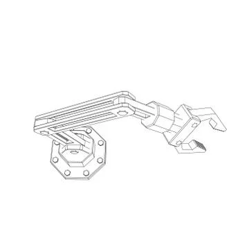 Robotic arm. Isolated on white background. Vector outline illustration. Иллюстрация