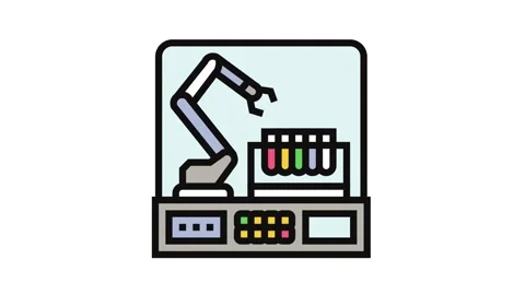 Robotic arm lab research development color icon animation Stock Footage 326115887