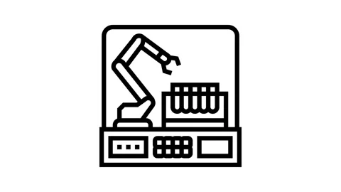 Robotic arm lab research development line icon animation Stock Footage 326123141