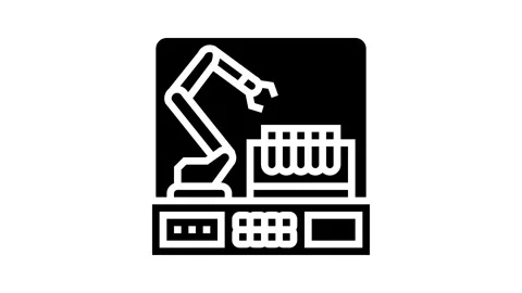 Robotic arm lab research development glyph icon animation Stock Footage 326142049