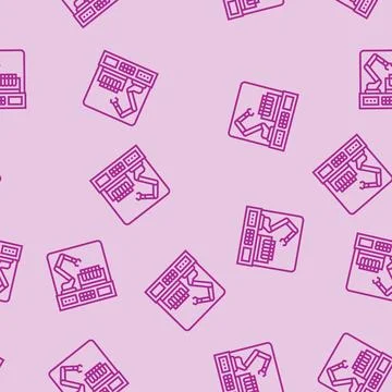 Robotic arm lab research development line seamless pattern Stock Illustration