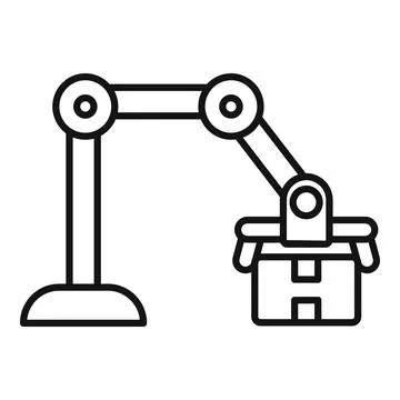 Robotic arm lifting box in automated warehouse logistics 스톡 일러스트