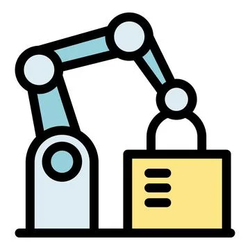 Robotic arm lifting box in automated warehouse management 스톡 일러스트